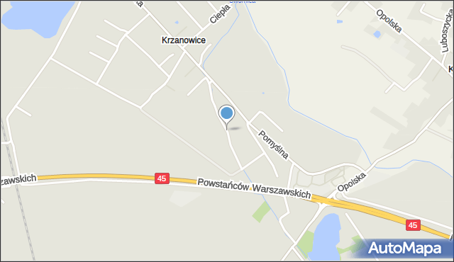 Opole, Brzoskwiniowa, mapa Opola