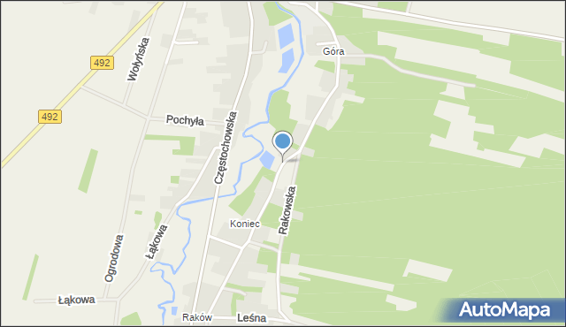 Ostrowy nad Okszą, Brzozowa, mapa Ostrowy nad Okszą