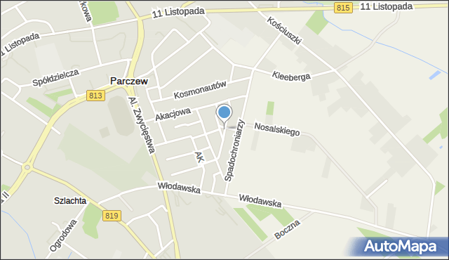 Parczew, Brzozowa, mapa Parczew