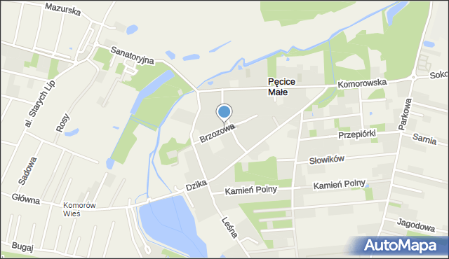 Pęcice Małe, Brzozowa, mapa Pęcice Małe