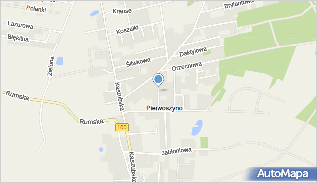 Pierwoszyno, Brzoskwiniowa, mapa Pierwoszyno