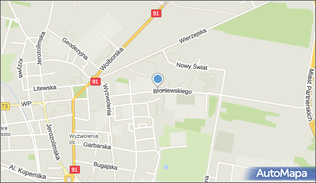 Piotrków Trybunalski, Broniewskiego Władysława, mapa Piotrków Trybunalski