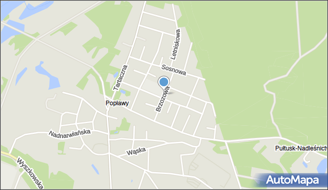 Pułtusk, Brzozowa, mapa Pułtusk