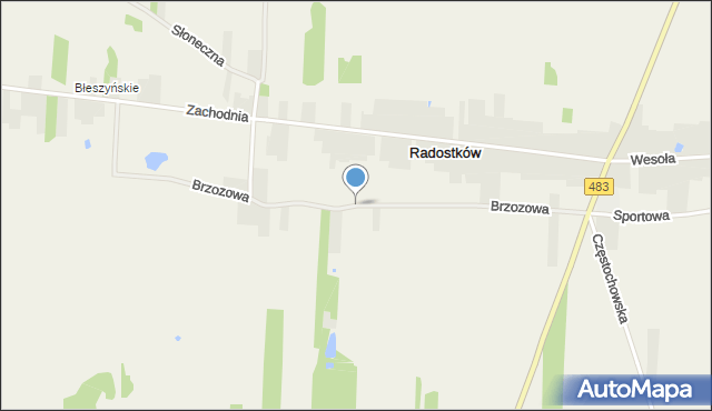 Radostków, Brzozowa, mapa Radostków