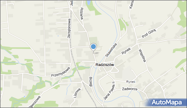 Radziszów, Brzegi, mapa Radziszów