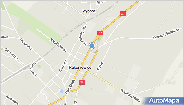 Rakoniewice, Browarna, mapa Rakoniewice