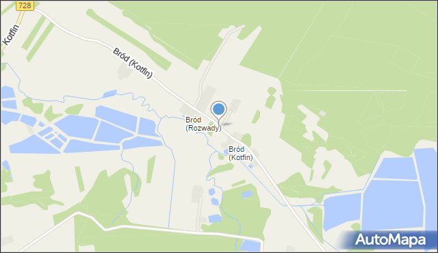 Rozwady gmina Gielniów, Bród (Rozwady), mapa Rozwady gmina Gielniów