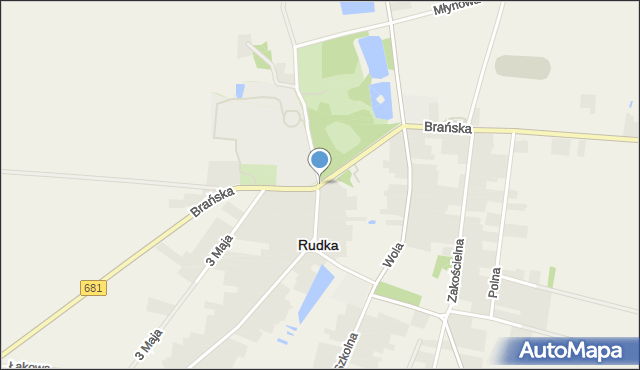 Rudka powiat bielski, Brańska, mapa Rudka powiat bielski