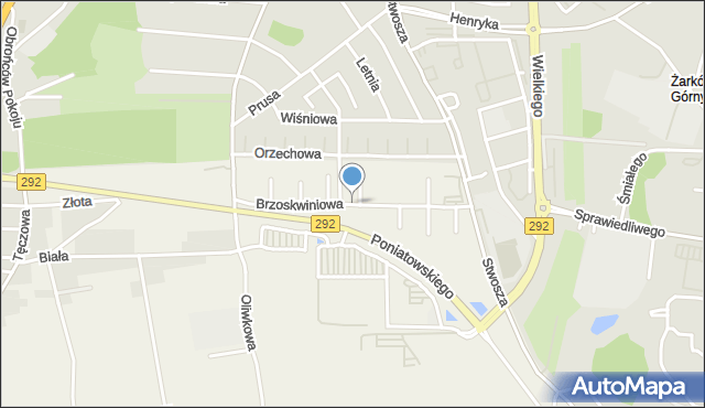 Ruszowice gmina Głogów, Brzoskwiniowa, mapa Ruszowice gmina Głogów