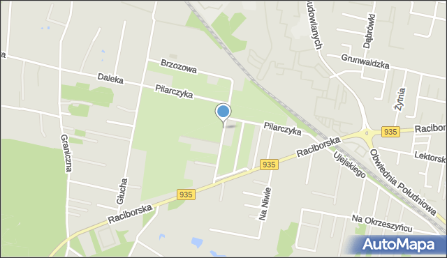 Rybnik, Brzozowa, mapa Rybnika