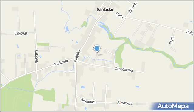 Santocko, Brzoskwiniowa, mapa Santocko