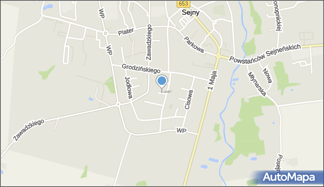 Sejny, Brzozowa, mapa Sejny