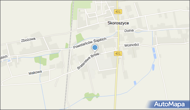 Skoroszyce, Braterstwa Broni, mapa Skoroszyce