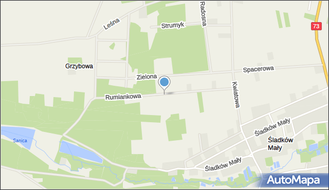 Śladków Mały, Brzozowa, mapa Śladków Mały