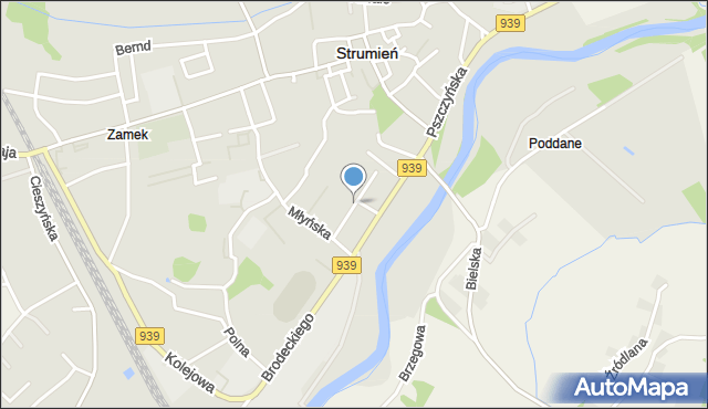 Strumień powiat cieszyński, Brzuski J., ks., mapa Strumień powiat cieszyński