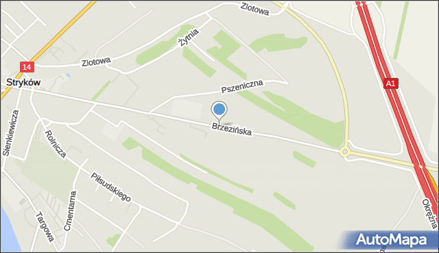 Stryków powiat zgierski, Brzezińska, mapa Stryków powiat zgierski