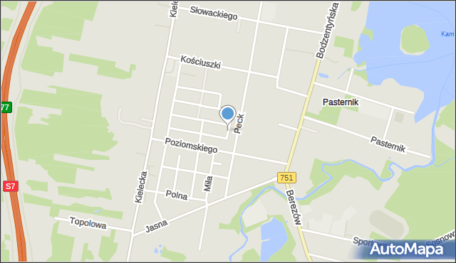 Suchedniów, Brzozowa, mapa Suchedniów