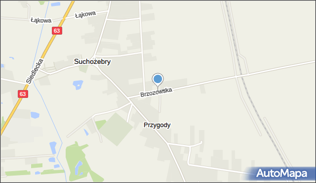 Suchożebry, Brzozowska, mapa Suchożebry