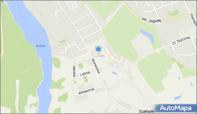 Szafranki gmina Ostróda, Brzoskwiniowa, mapa Szafranki gmina Ostróda