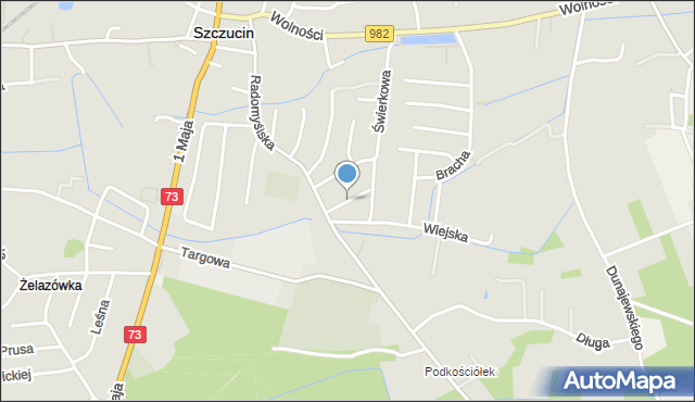 Szczucin, Brzozowa, mapa Szczucin