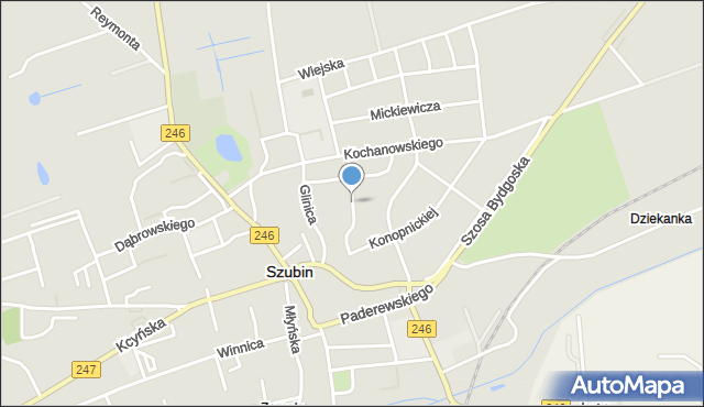 Szubin, Broniewskiego Władysława, mapa Szubin