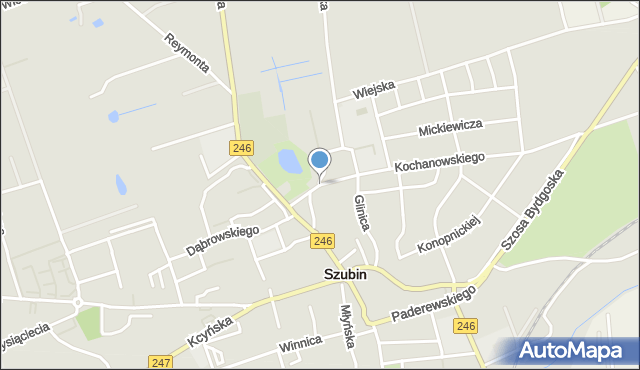 Szubin, Browarna, mapa Szubin