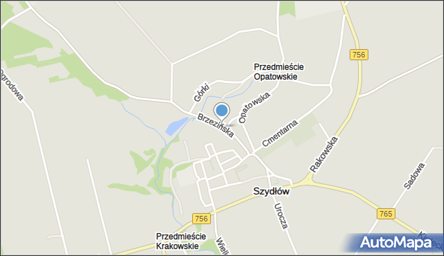 Szydłów powiat staszowski, Brzezińska, mapa Szydłów powiat staszowski