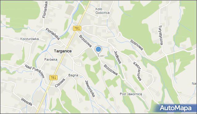 Targanice, Brzozowa, mapa Targanice