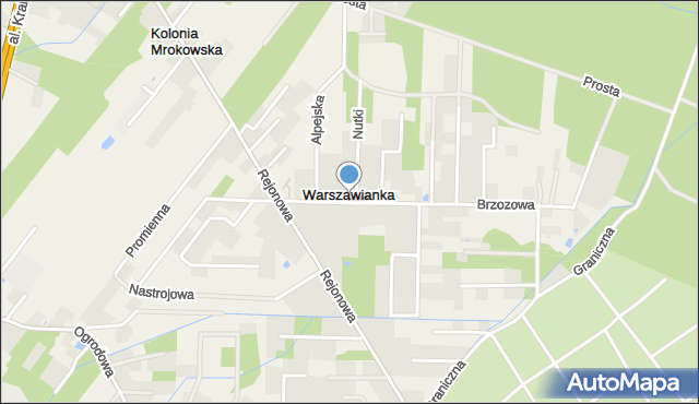 Warszawianka, Brzozowa, mapa Warszawianka