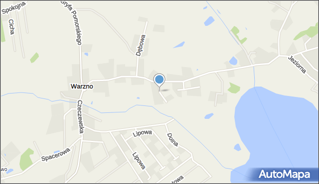 Warzno, Brzozowa, mapa Warzno