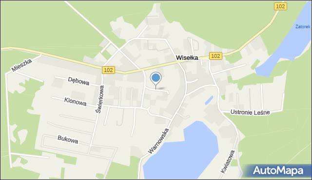 Wisełka, Brzozowa, mapa Wisełka