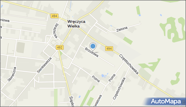 Wręczyca Wielka, Brzozowa, mapa Wręczyca Wielka