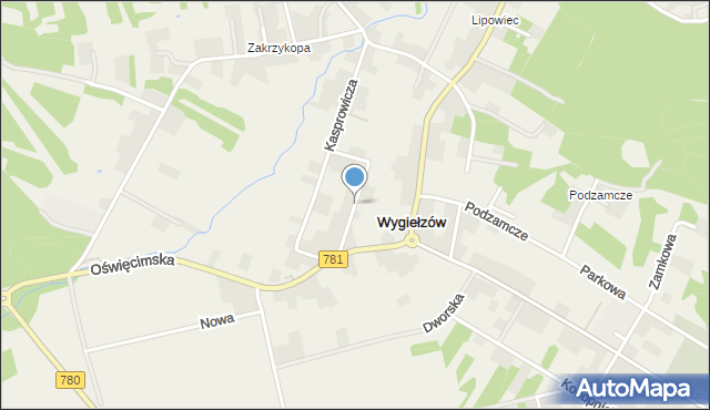 Wygiełzów gmina Babice, Browarna, mapa Wygiełzów gmina Babice