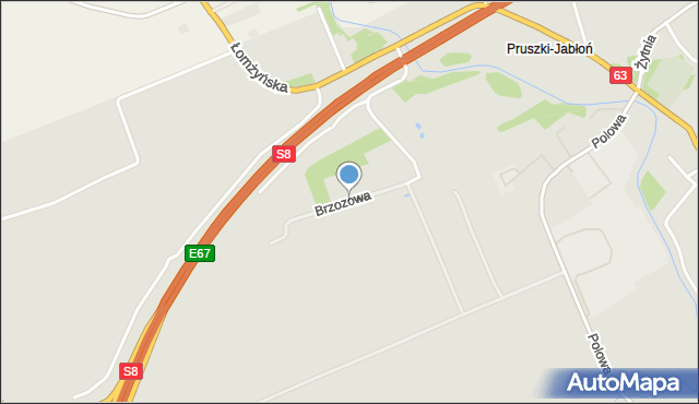 Zambrów, Brzozowa, mapa Zambrów