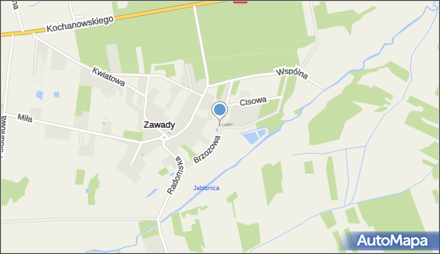 Zawady gmina Wieniawa, Brzozowa, mapa Zawady gmina Wieniawa