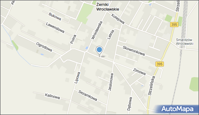 Żerniki Wrocławskie, Brzozowa, mapa Żerniki Wrocławskie