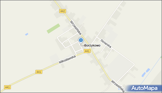 Borzykowo gmina Kołaczkowo, Budowlana, mapa Borzykowo gmina Kołaczkowo