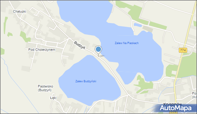 Budzyń gmina Liszki, Budzyń, mapa Budzyń gmina Liszki