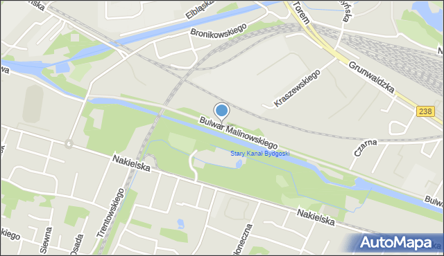 Bydgoszcz, Bulwar Malinowskiego Sebastiana, mapa Bydgoszczy