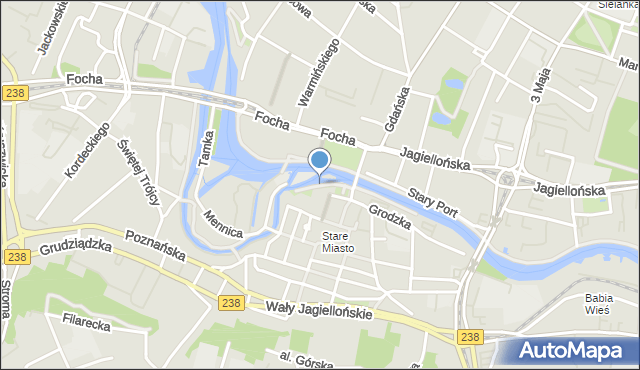 Bydgoszcz, Bulwar Przy Katedrze, mapa Bydgoszczy