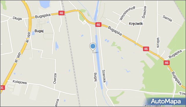 Częstochowa, Bugaj, mapa Częstochowy