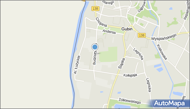 Gubin, Budziszyńska, mapa Gubin