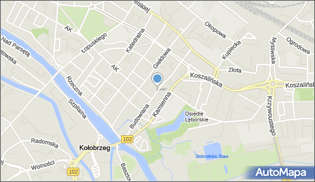 Kołobrzeg, Budowlana, mapa Kołobrzegu