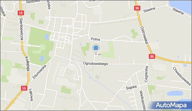 Krotoszyn, Bursztynowa, mapa Krotoszyna