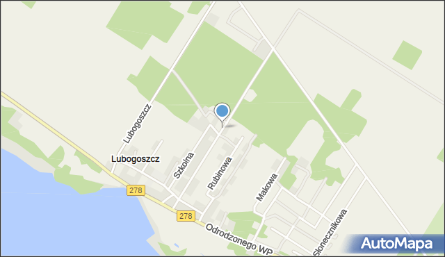 Lubogoszcz gmina Sława, Bursztynowa, mapa Lubogoszcz gmina Sława