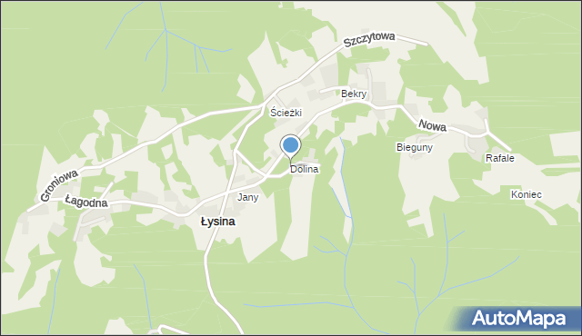 Łysina, Bukowa, mapa Łysina