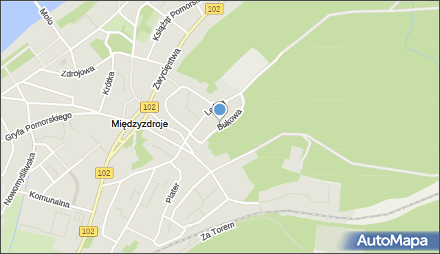 Międzyzdroje, Bukowa, mapa Międzyzdroje