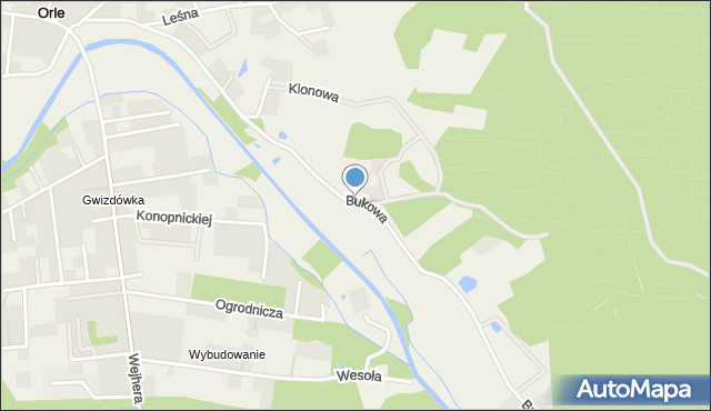 Orle gmina Wejherowo, Bukowa, mapa Orle gmina Wejherowo
