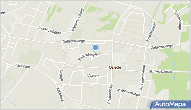 Oświęcim, Budowlanych, mapa Oświęcimia