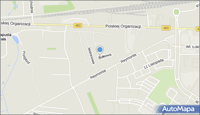 Sieradz, Bukowa, mapa Sieradz